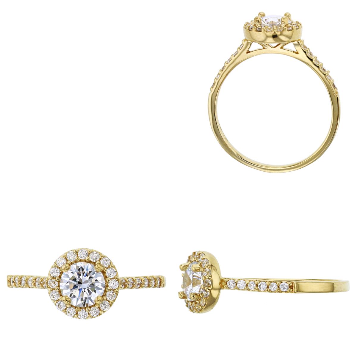 14K Yellow Gold 8mm Round Halo Engagement Ring