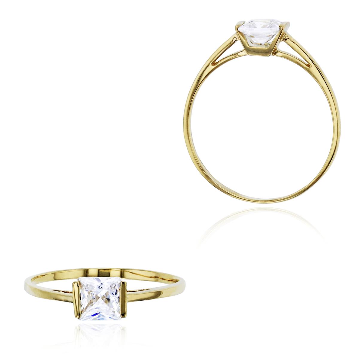 10K Yellow Gold 5mm Princess Cut Polished Solitaire Ring