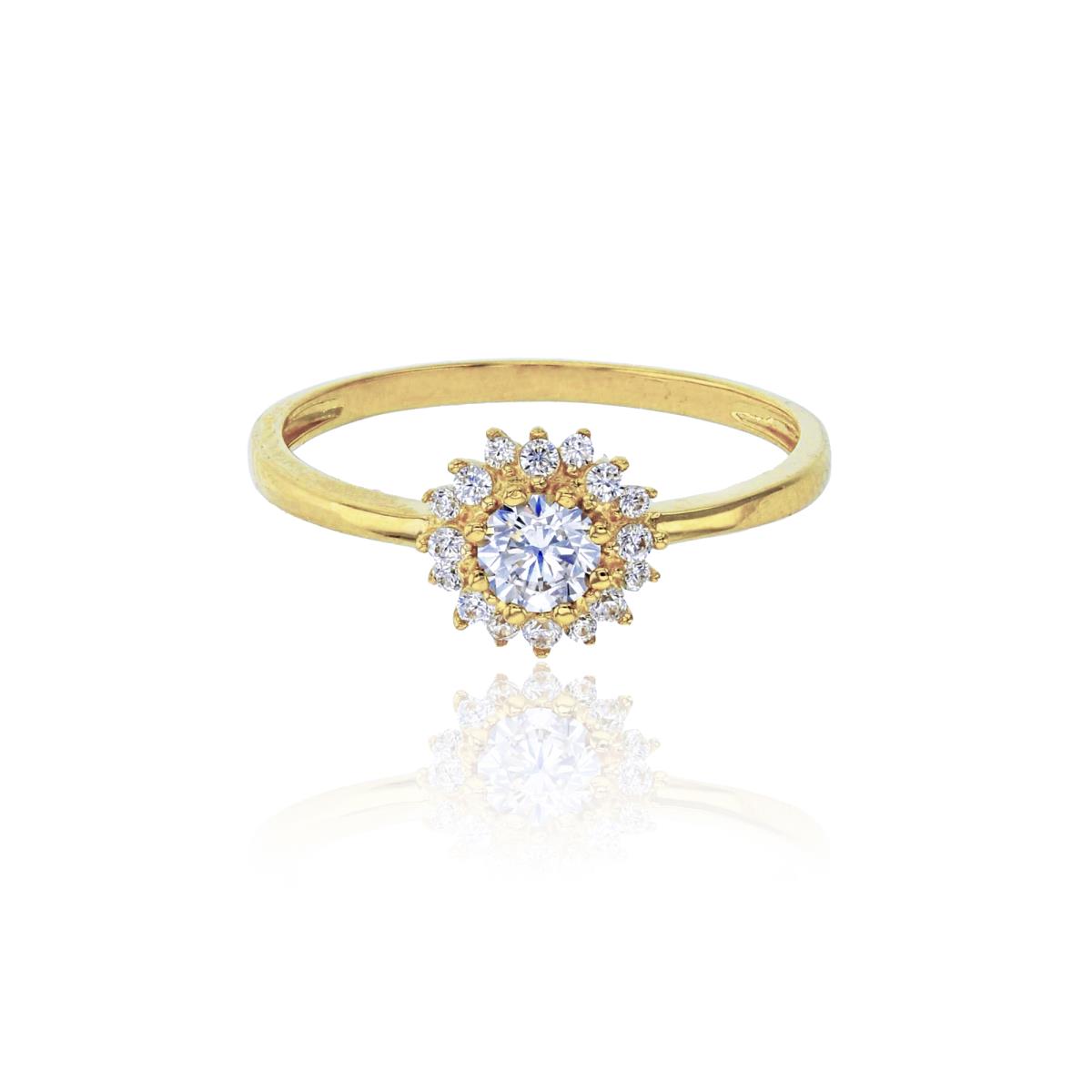 14K Yellow Gold Micropave Sunflower Polished Fashion Ring