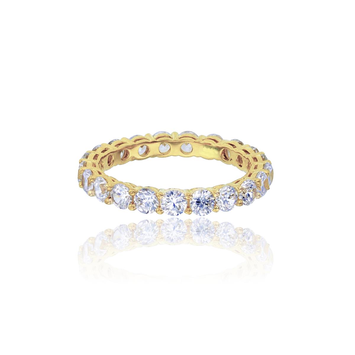 14K Yellow Gold Micropave Round Cut Prong Set Eternity Ring