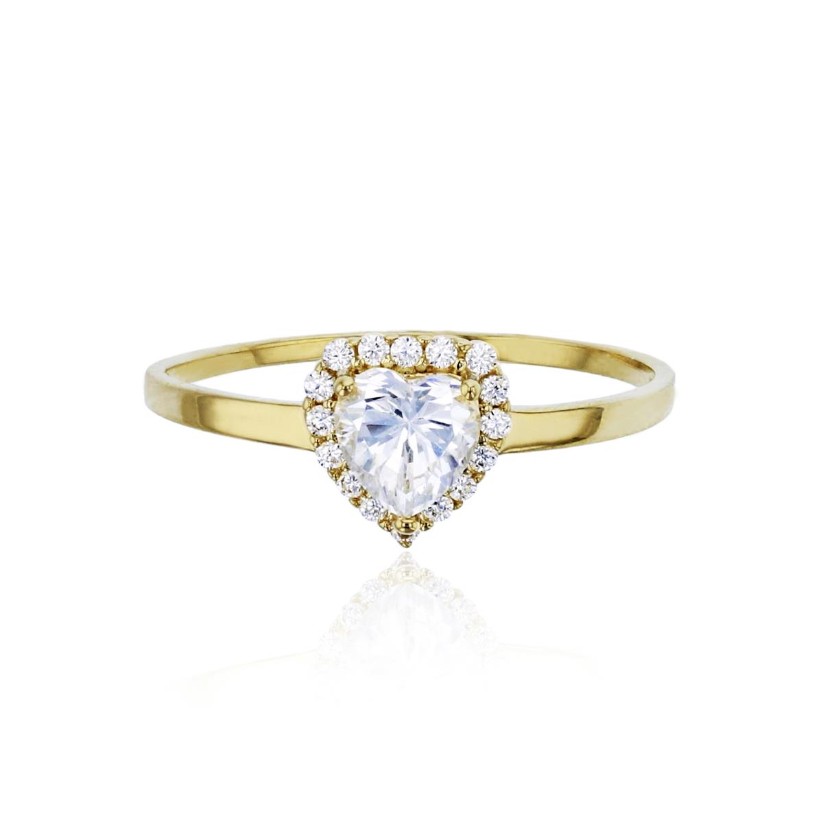 14K Yellow Gold Heart Cut Halo Polished Fashion Ring