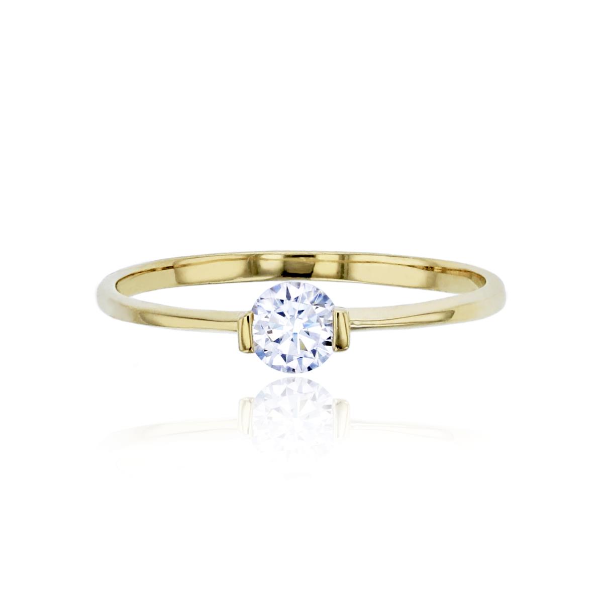 10K Yellow Gold 4.00mm Round Cut Polished Solitaire Ring