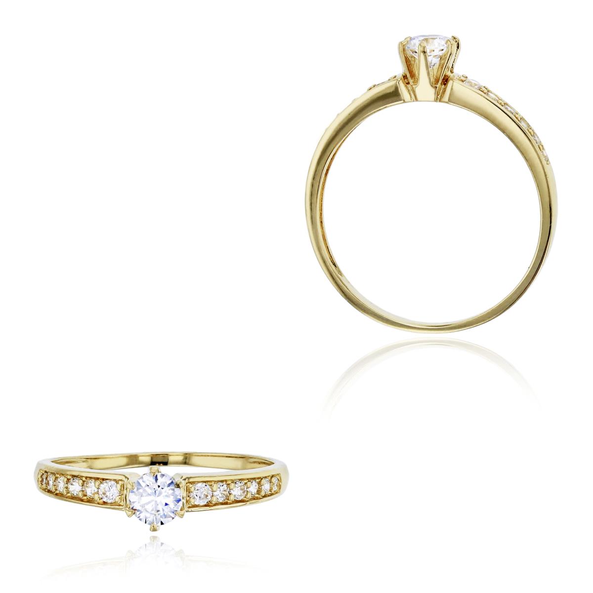 14K Yellow Gold 4mm Round Cut Channel Set Sides Engagement Ring