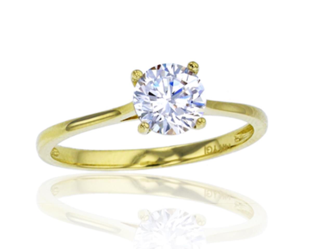 10K Yellow Gold 6mm Round Cut Prong Set Polished Solitaire Ring
