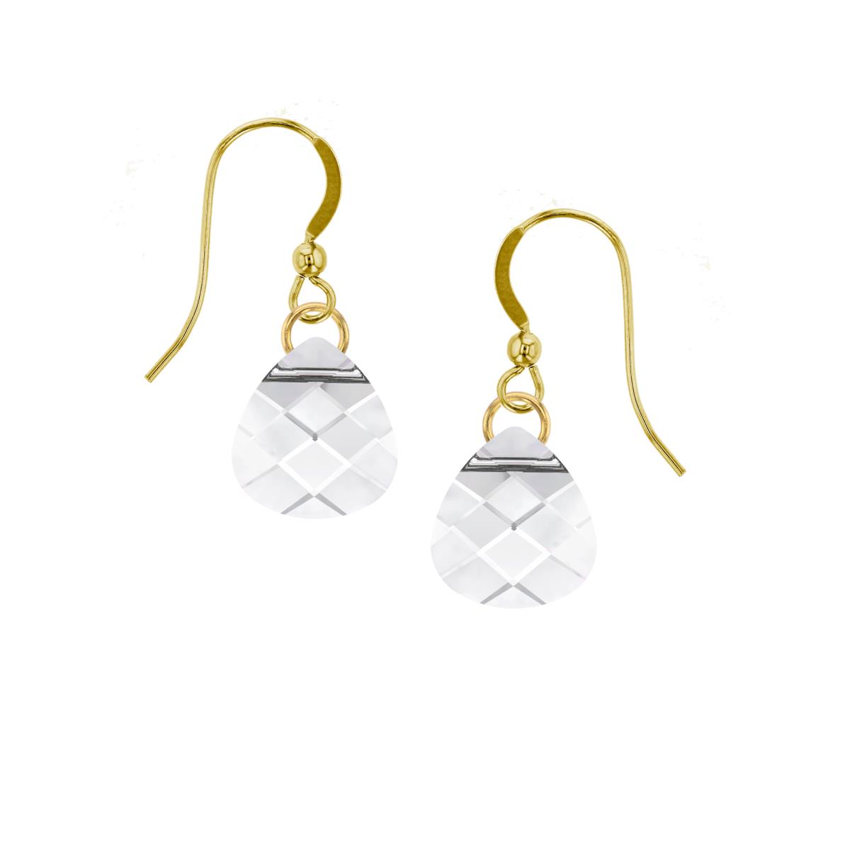 Sterling Silver Yellow 11X10MM Swarovski Crystal Flat Briolette Dangling Fish Hook Earring
