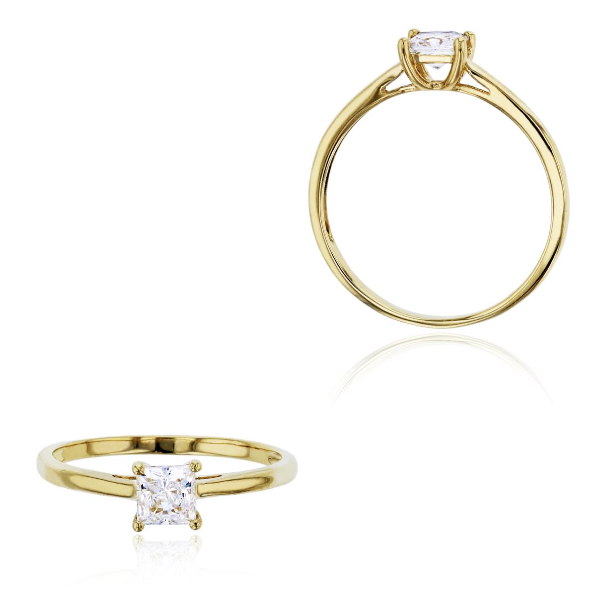 14K Yellow Gold 4.5mm Princess Cut Polished Solitaire Ring
