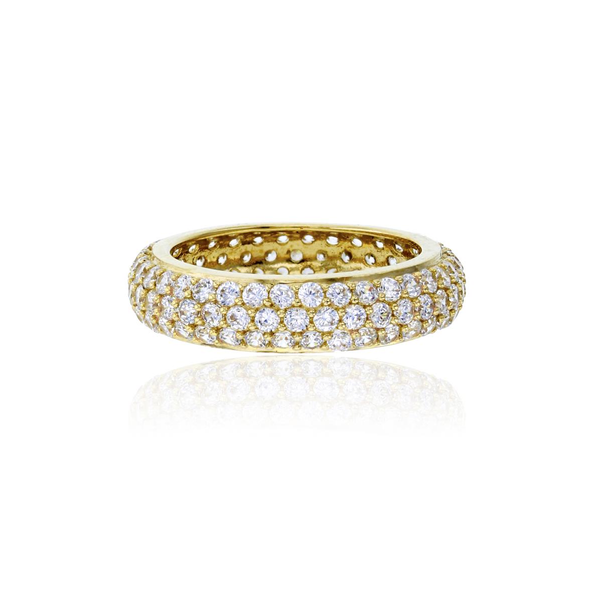 14K Yellow Gold Micropave 3-Row Eternity Ring