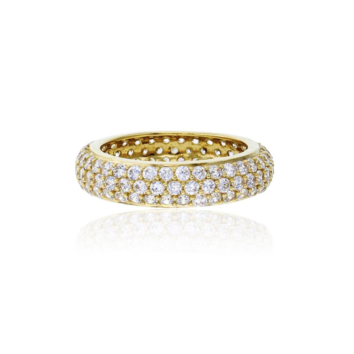10K Yellow Gold Micropave 3-Row Eternity Ring