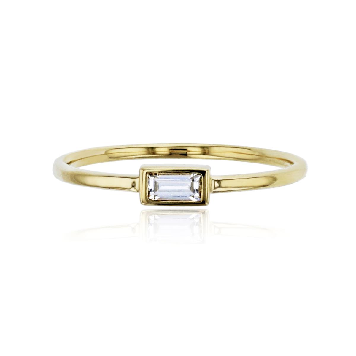 14K Yellow Gold Polished Baguette Bezel Solitaire Ring