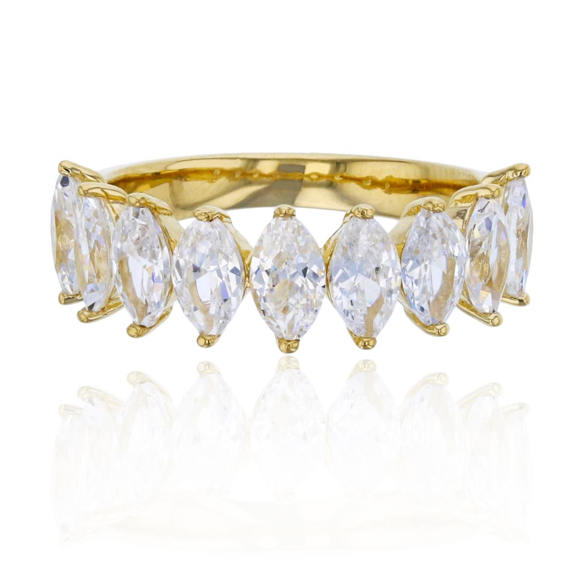 10K Yellow Gold Pave Marquise Cut Fashion Ring