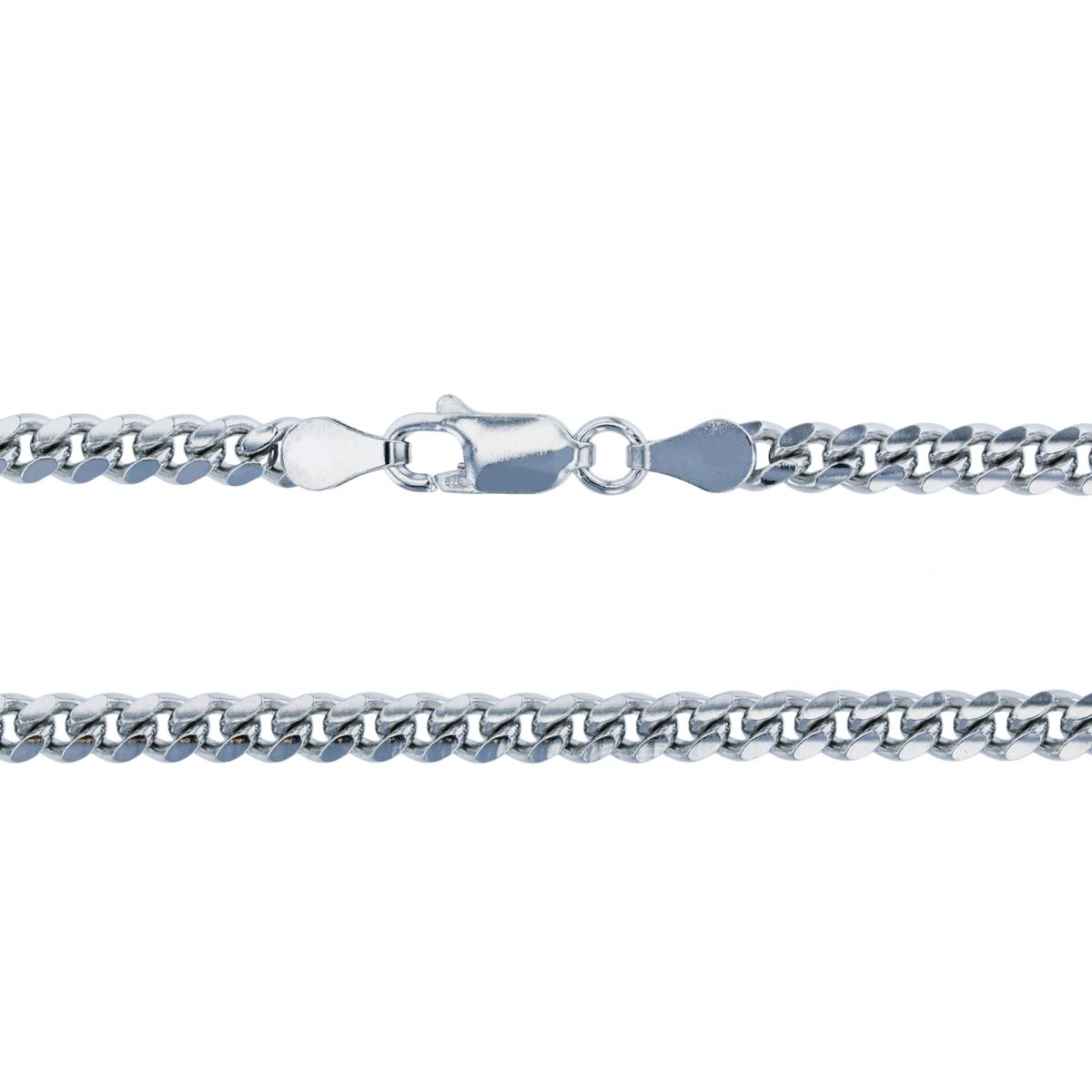 Sterling Silver Rhodium 4.80mm 8" 150 Solid Cuban Chain Bracelet 