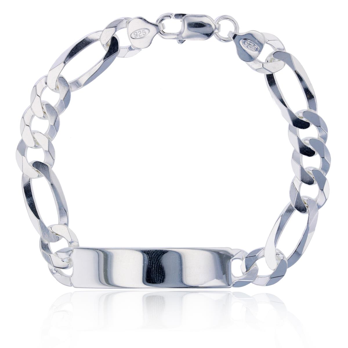 Sterling Silver Silver Plated 10.50mm 8.5" Figaro ID Bracelet