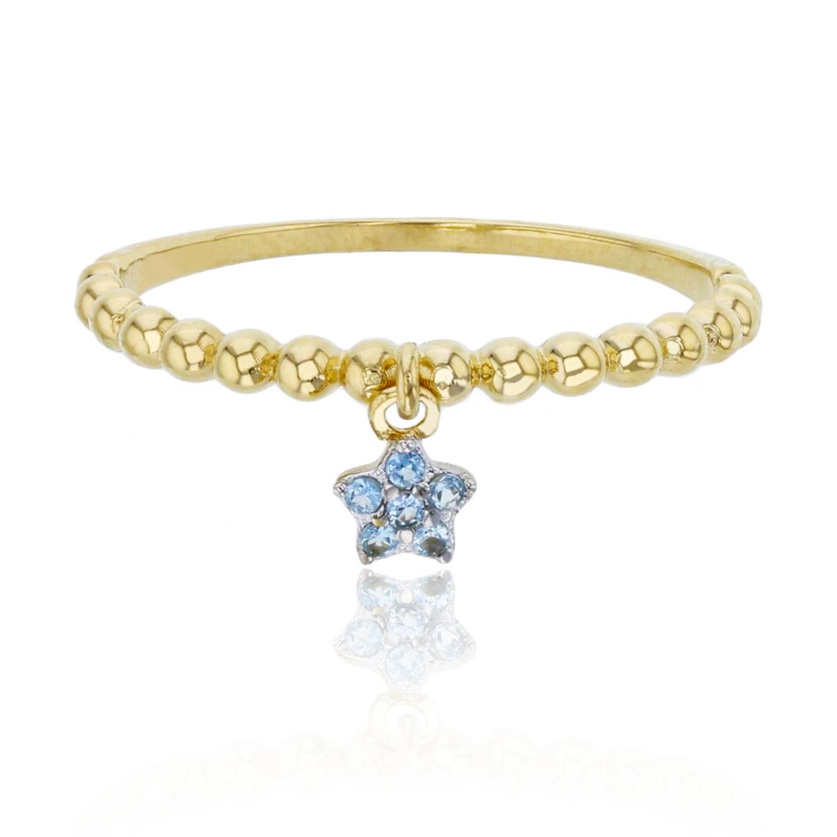 10K Two-Tone Gold Micropave Dangling Star Bubble Shank Fashion Ring