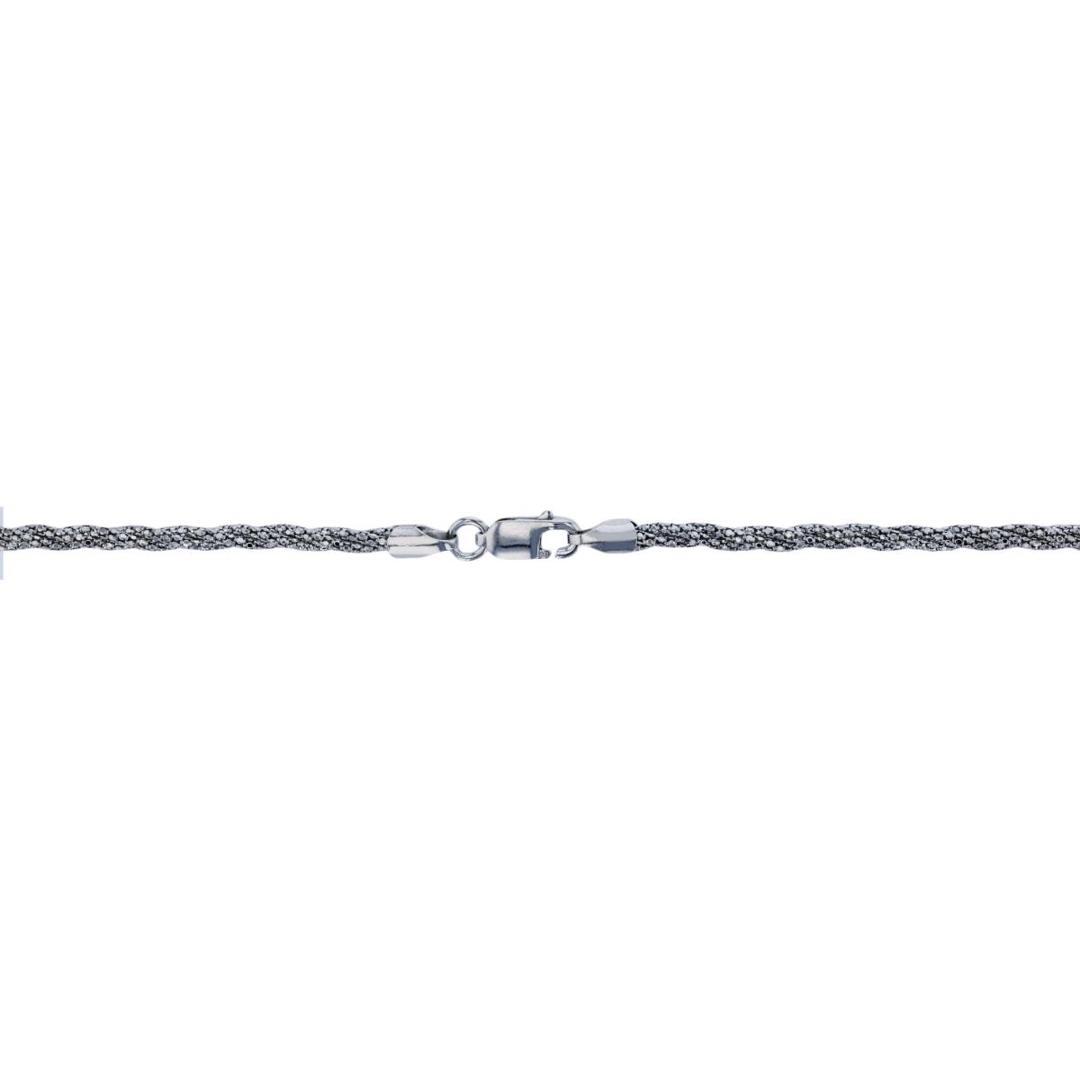 Sterling Silver Rhodium 2.40mm 7.5" DC Woven Popcorn Chain Bracelet