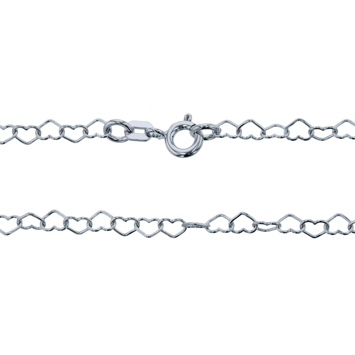 Sterling Silver Silver Plated 3.20mm 18" Heart Interlocking Link Chain
