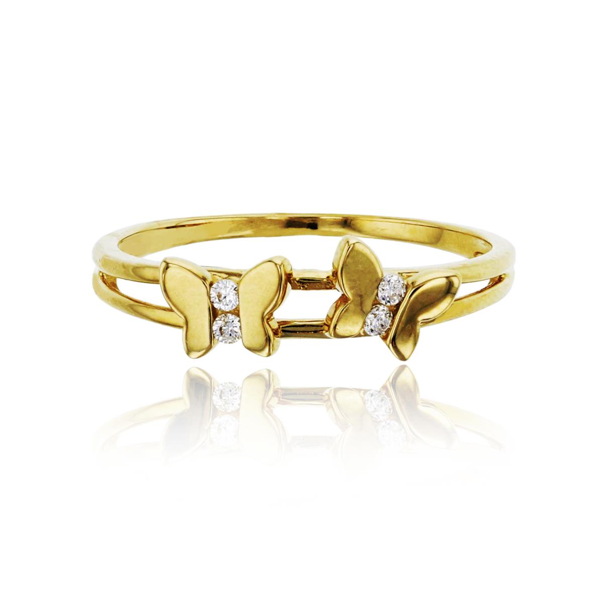14K Yellow Gold 2-Strand Polished Butterflies Fashion Ring