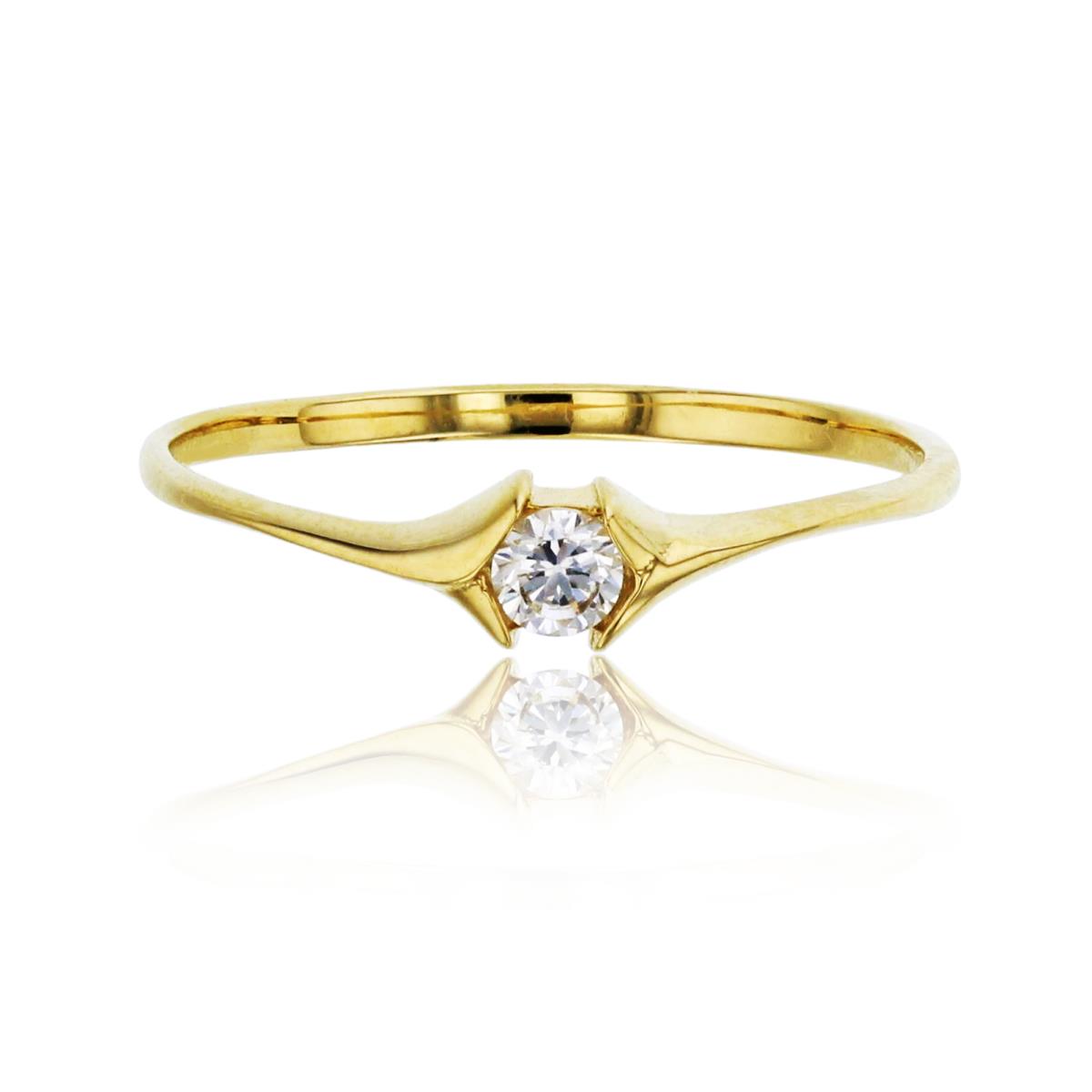 14K Yellow Gold 3mm Round Cut Polished Solitaire Ring