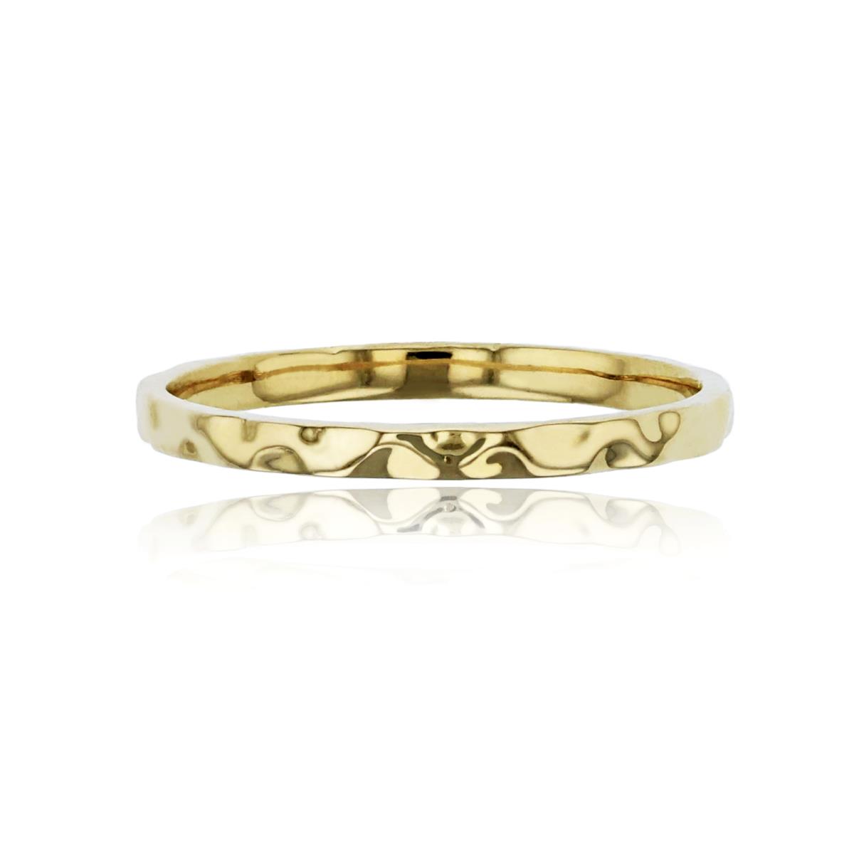 10K Yellow Gold Hammered Wavy Plain Band
