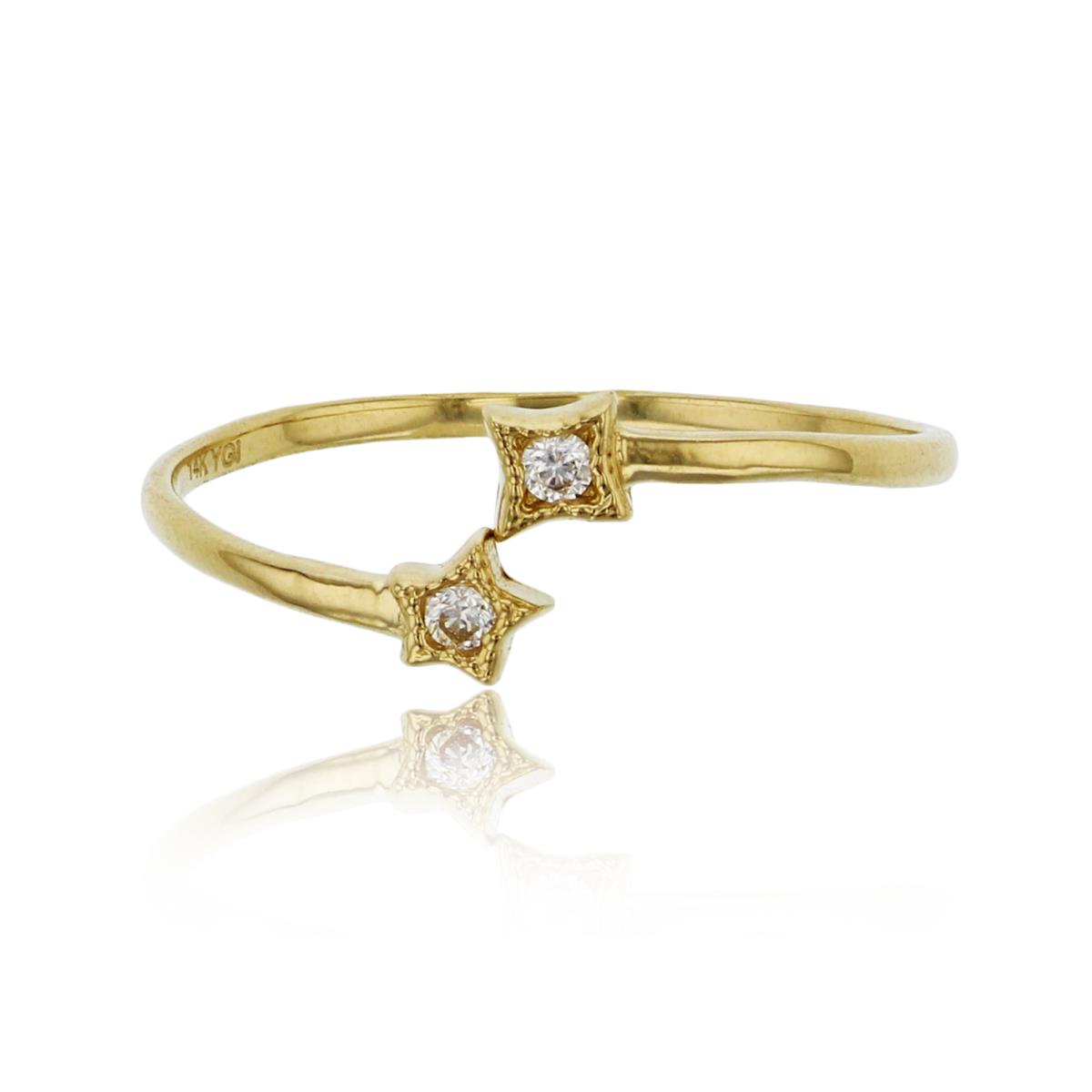 10K Yellow Gold Milgraine Stars Open Shank Adjustable Fashion Ring