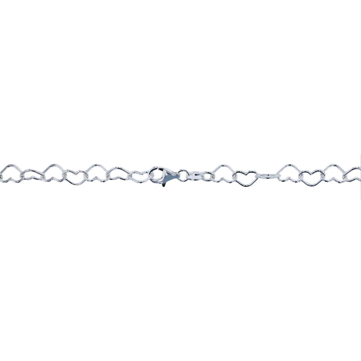 Sterling Silver Silver Plated 5.60mm 7" Heart Interlocking Link Chain Bracelet
