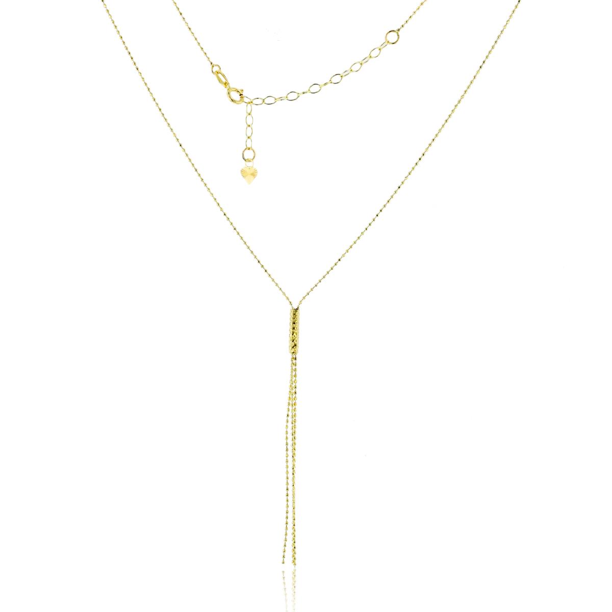14K Yellow Gold Beaded Chain with DC Tube & Bead Chain Tassel 16"+2" Necklace