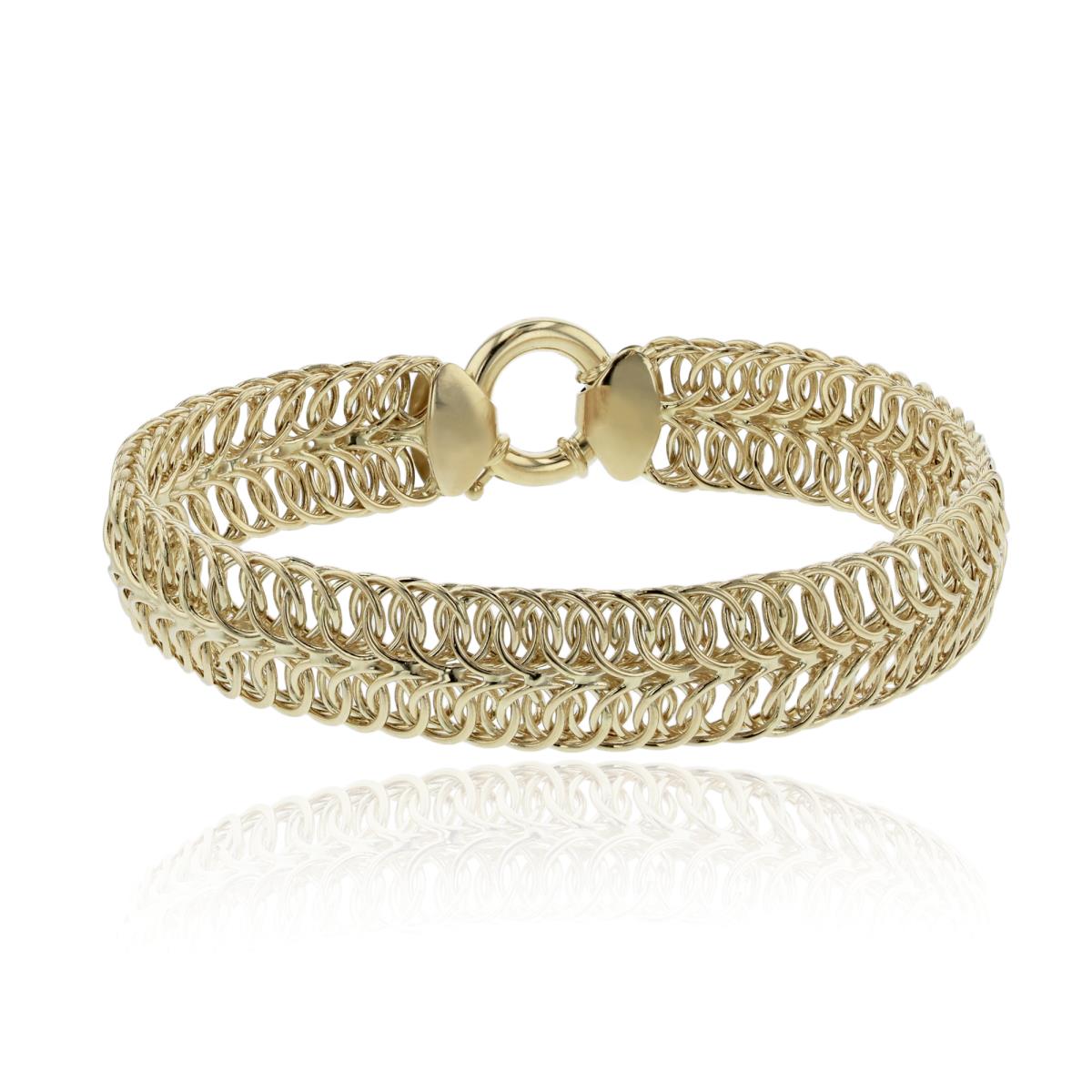 14K Yellow Gold Polished 12.70mm Interlocking Herringbone 8" Hollow Bracelet