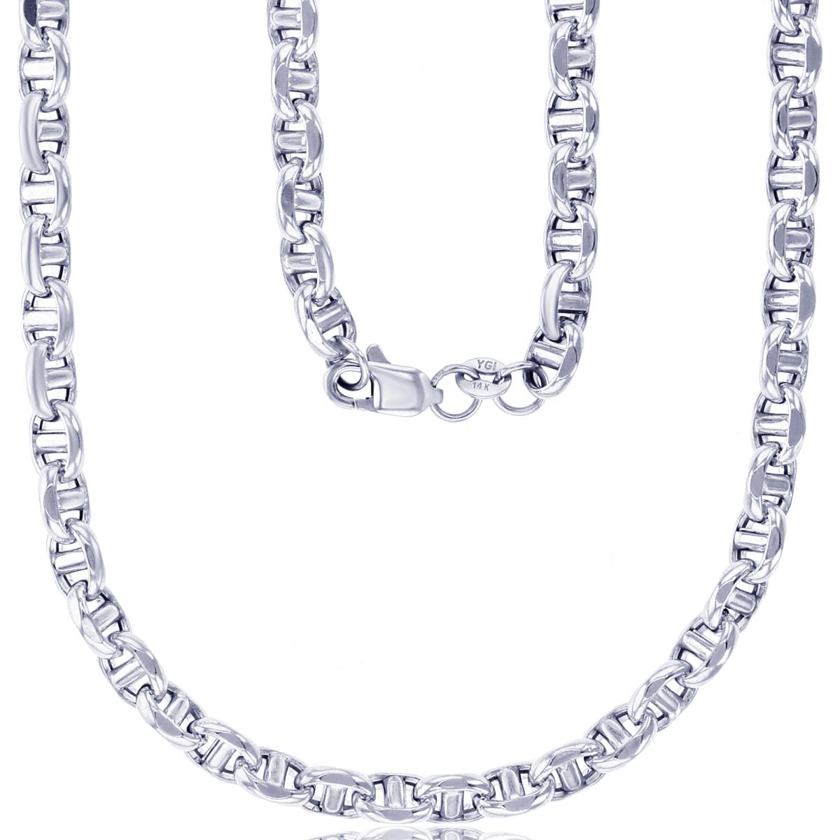 14K White Gold Polished 5.00mm 18" Hollow Filk Chain