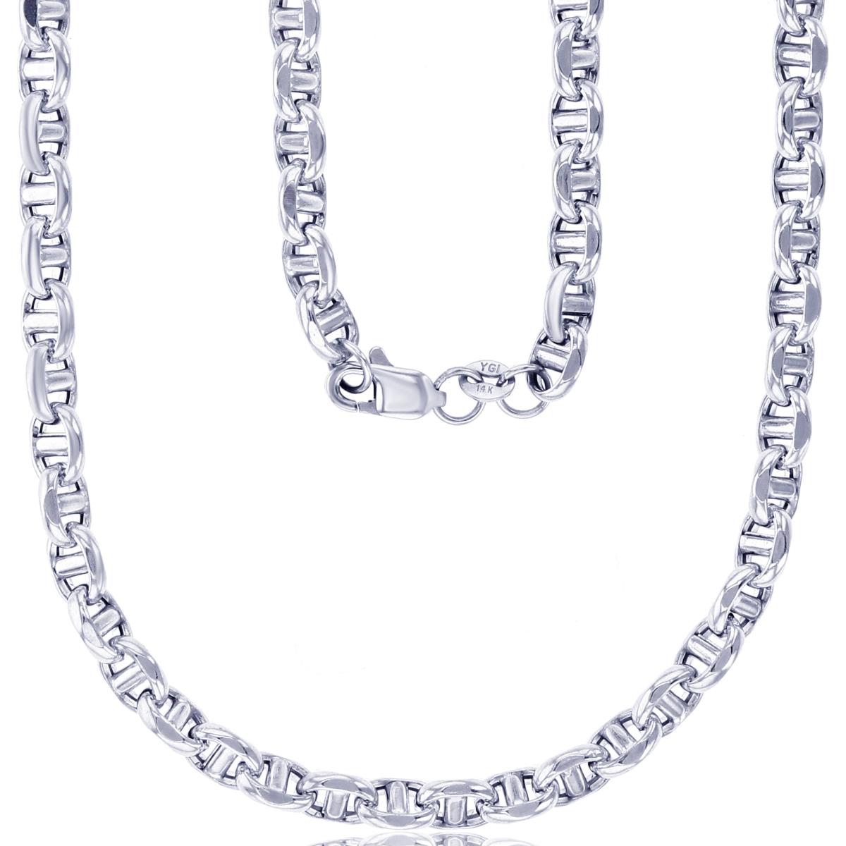14K White Gold Polished 5.00mm 22" Hollow Filk Chain