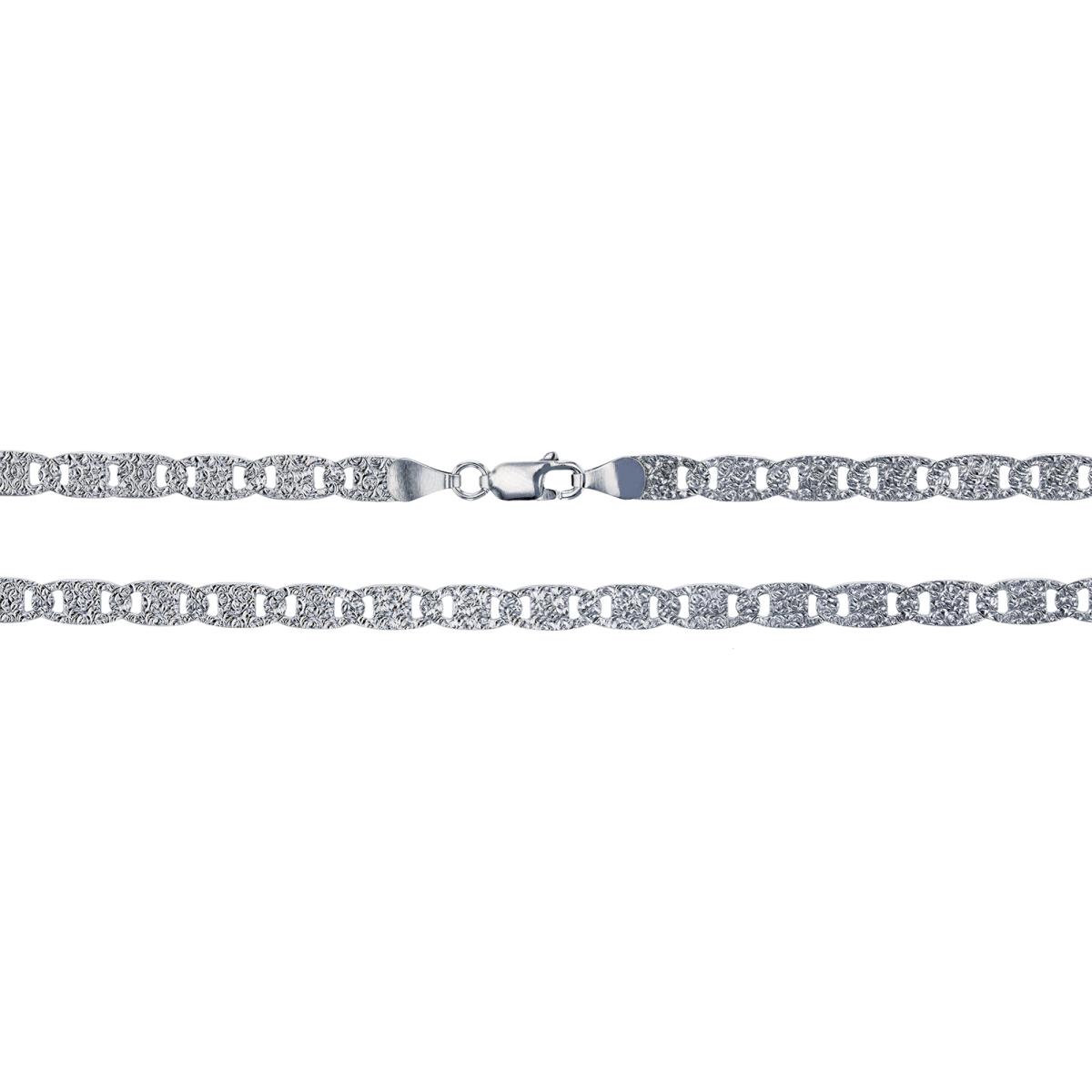 Sterling Silver Rhodium 4.20mm 18" Textured Valentino Chain