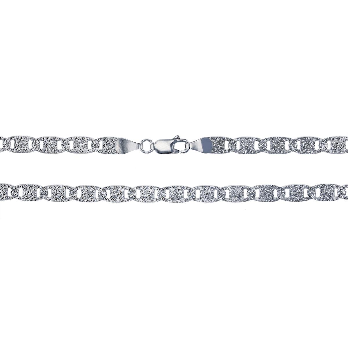 Sterling Silver Rhodium 5.00mm 18" Textured Valentino Chain