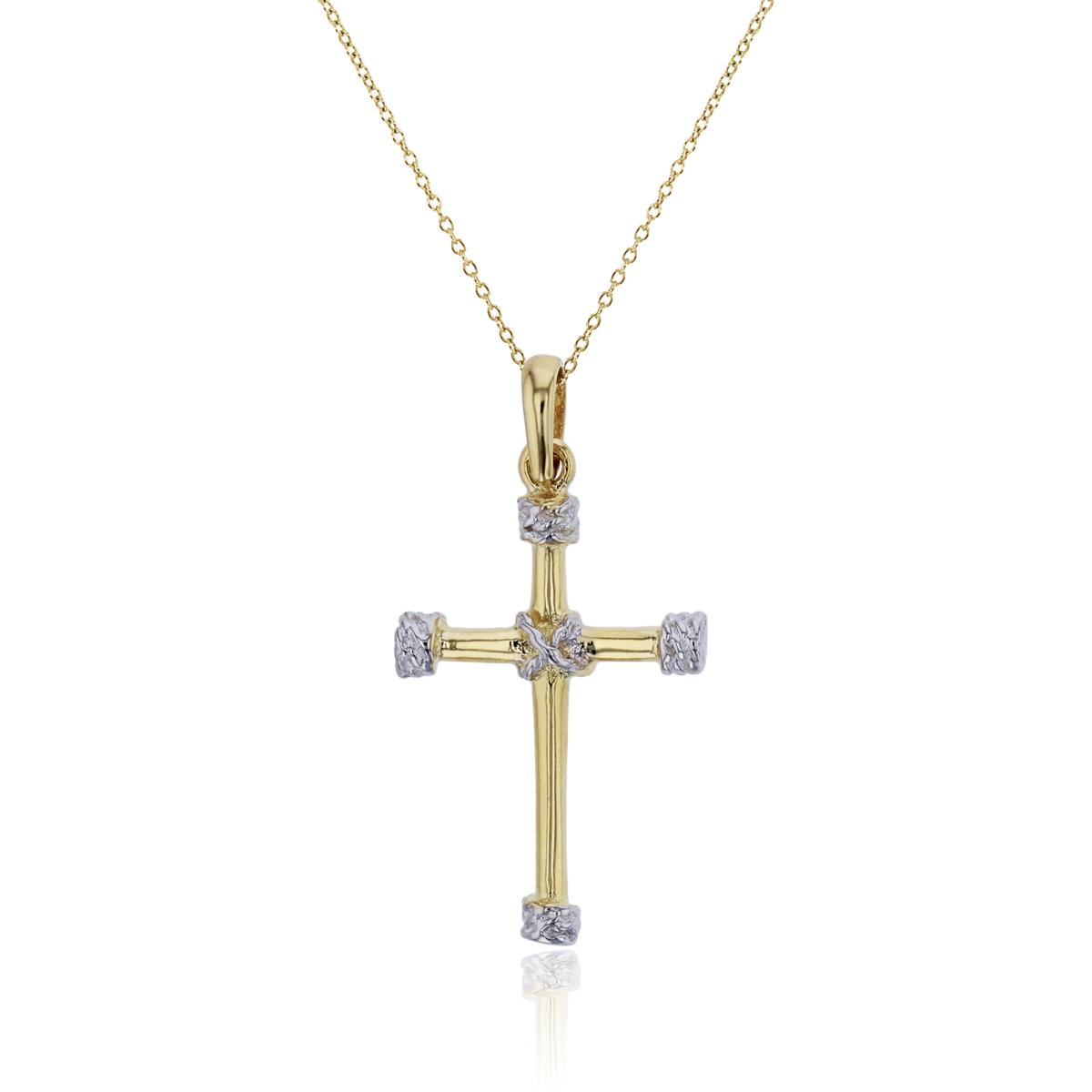 14K Two-Tone Gold 28x14mm Knot Cross 18" Necklace