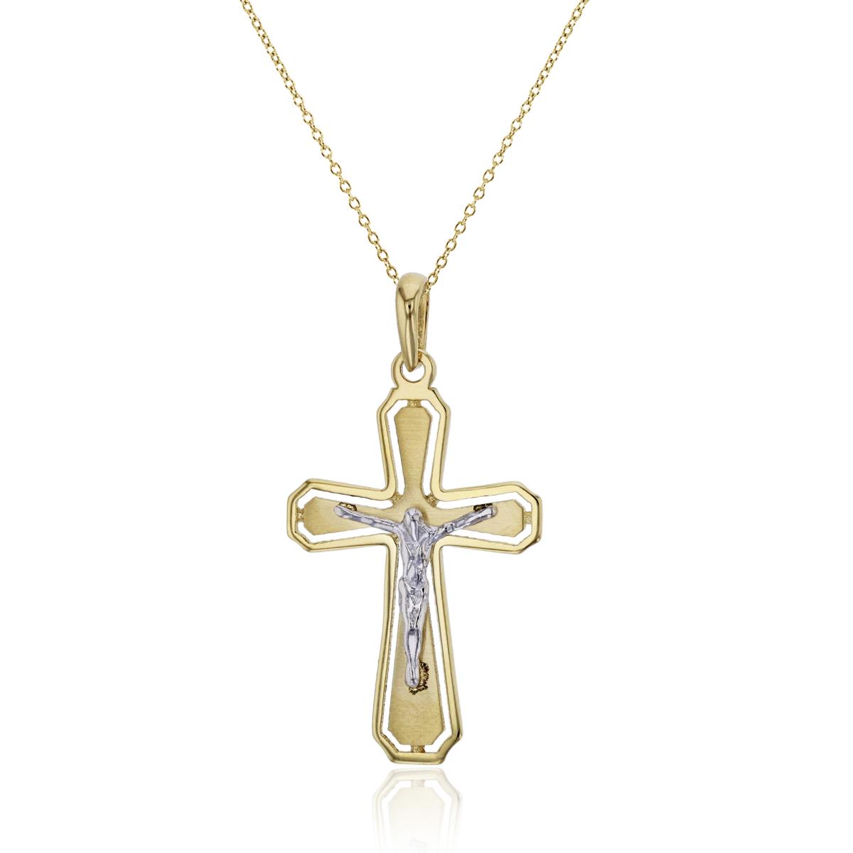 14K Two-Tone Gold 33x17mm Polished Crucifix Cross 18" Necklace