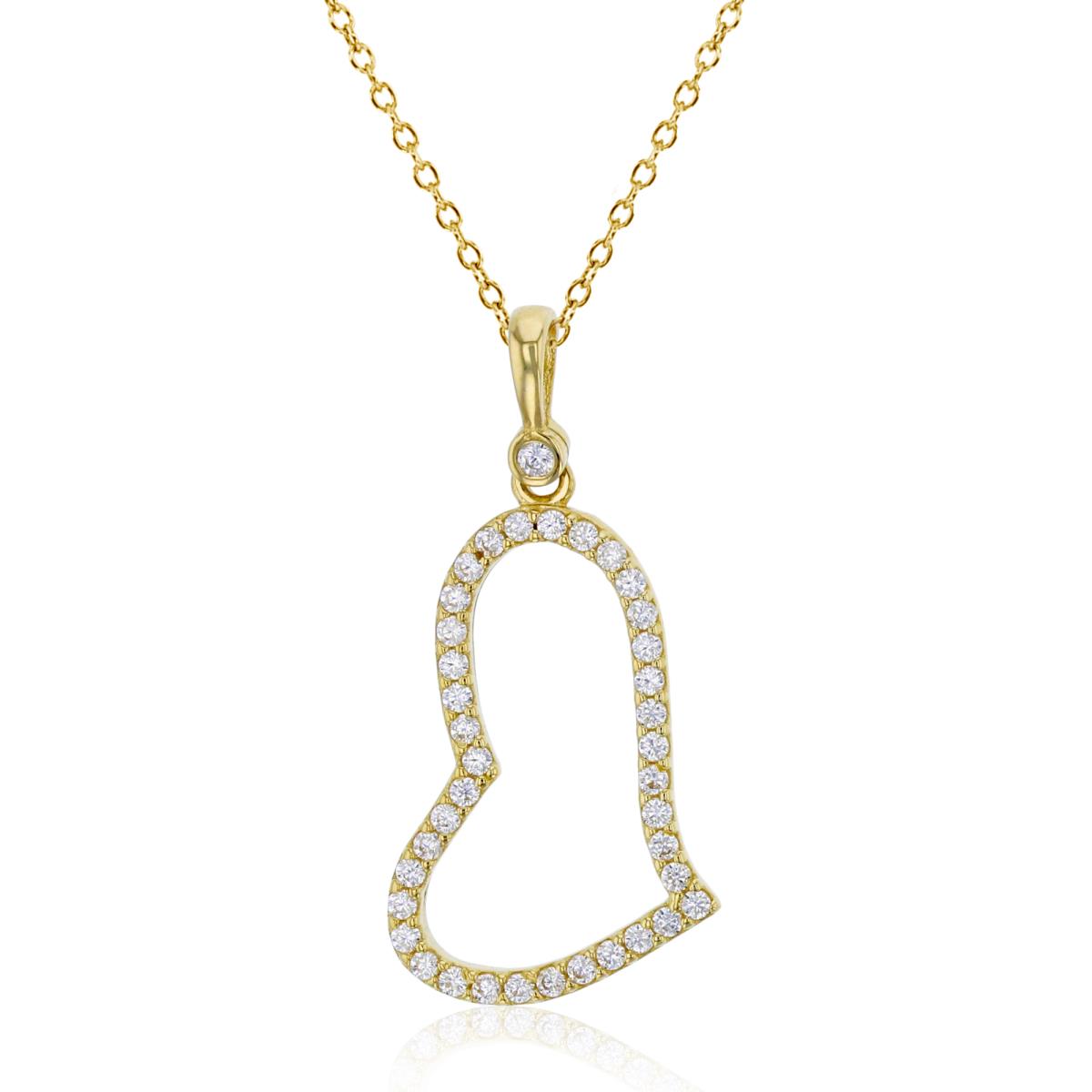 14K Yellow Gold 28x13mm Micropave Open Heart 18" Necklace