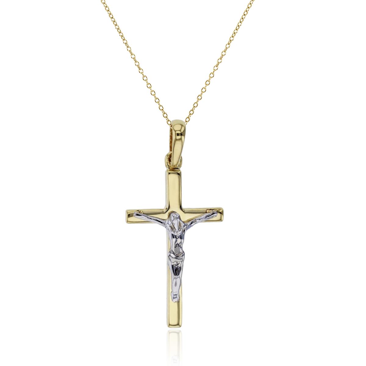 14K Two-Tone Gold 27x12mm Polished Crucifix Cross 18" Necklace