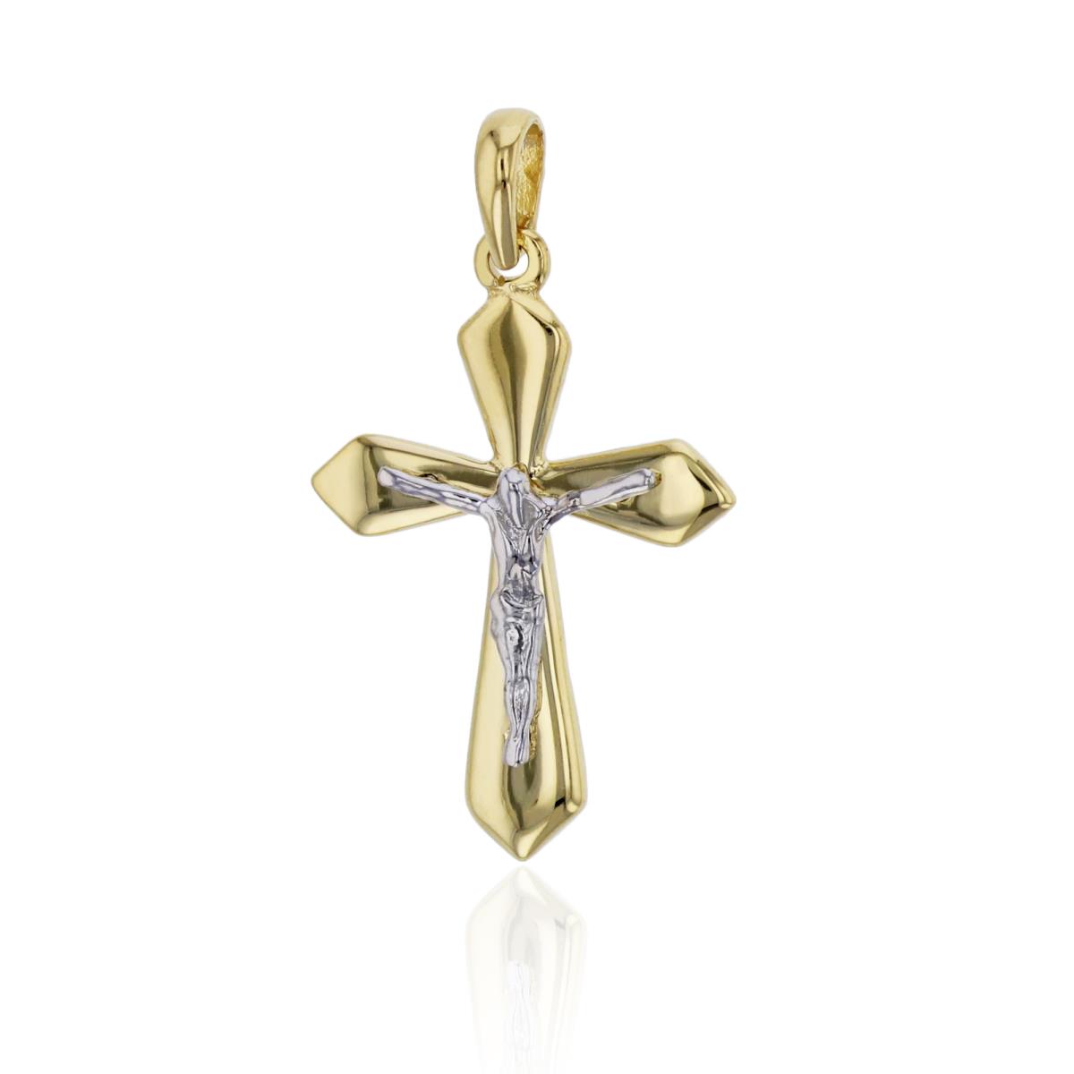 14K Two-Tone Gold 28x16mm High Polished Crucifix Cross Pendant