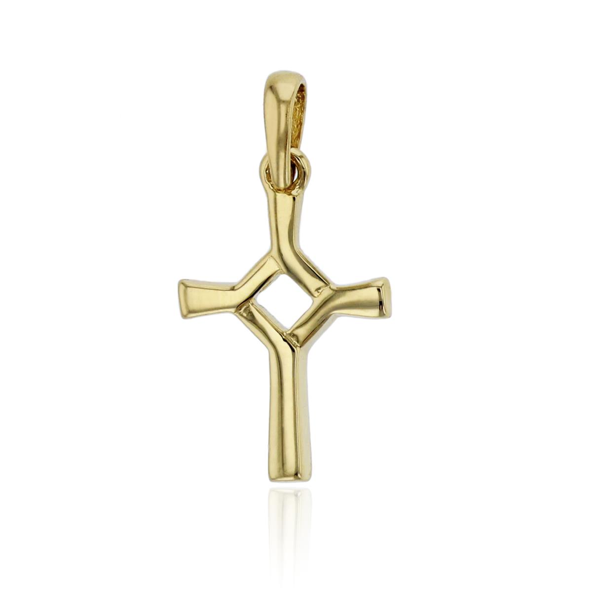 14K Yellow Gold 22x11mm Polished Open Center Cross Pendant