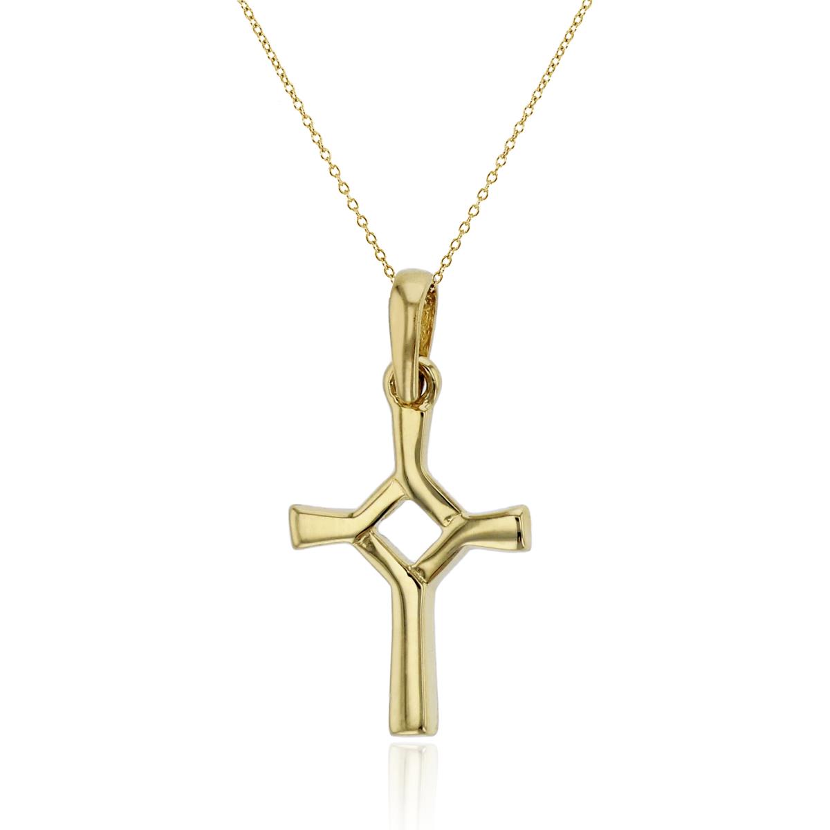 14K Yellow Gold 22x11mm Polished Open Center Cross 18" Necklace