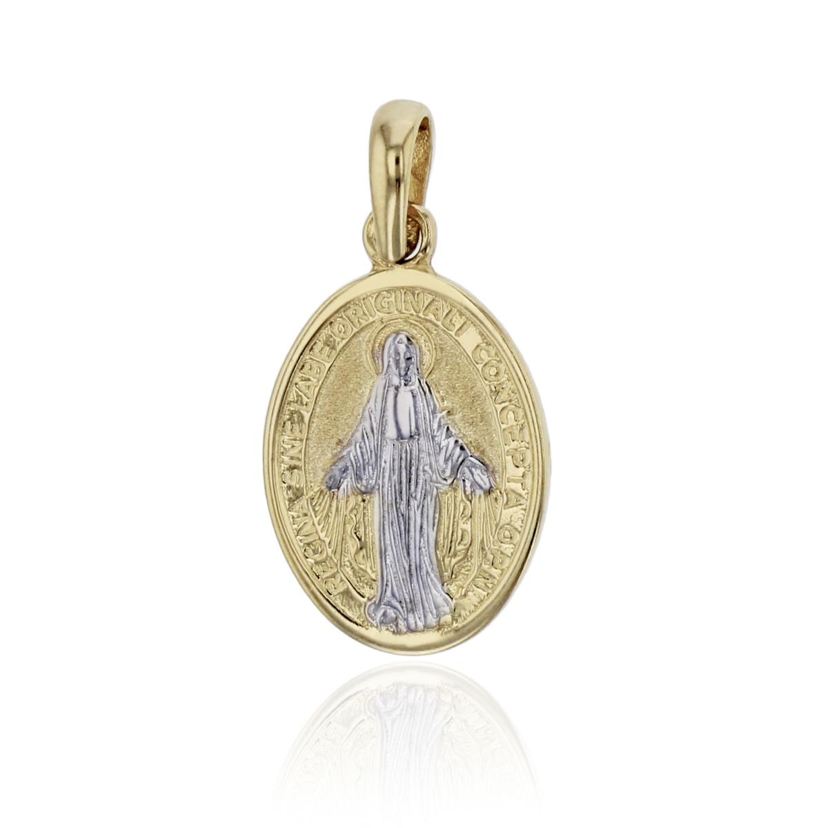 14K Two-Tone Gold 21x11mm Virgin Mary Oval Medal Pendant