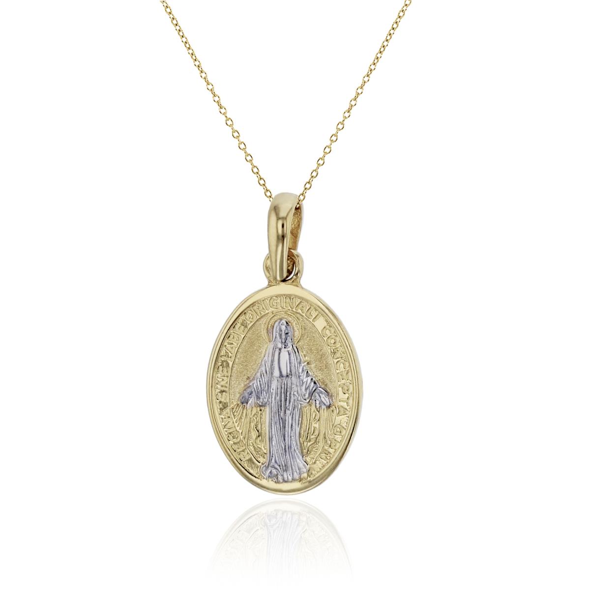14K Two-Tone Gold 21x11mm Virgin Mary Oval Medal 18" Necklace