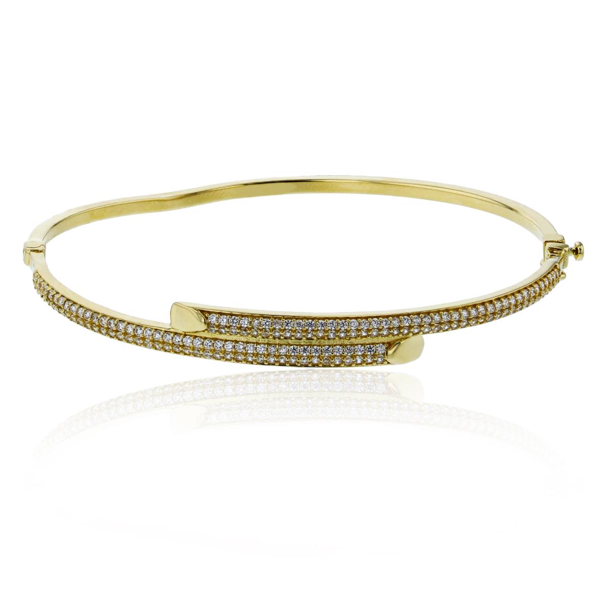 10K Yellow Gold Polished Micropave Two Strand Oval Bangle