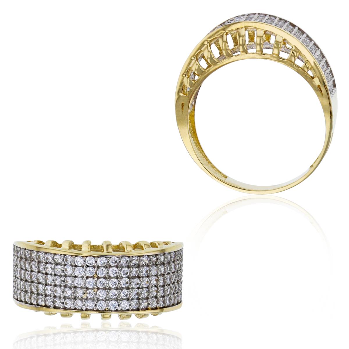10K Two-Tone Gold Micropave Multi-Row 7.50mm Wide Anniversary Band Ring