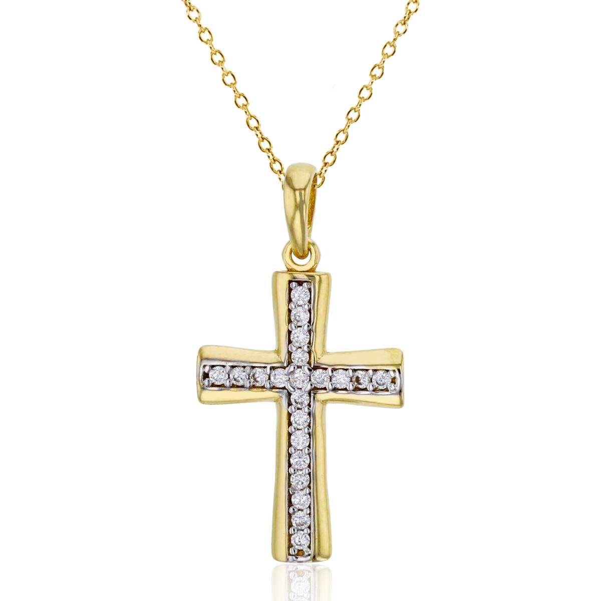 14K Yellow Gold 25x13mm Polished Channel Set Cross 18" Necklace