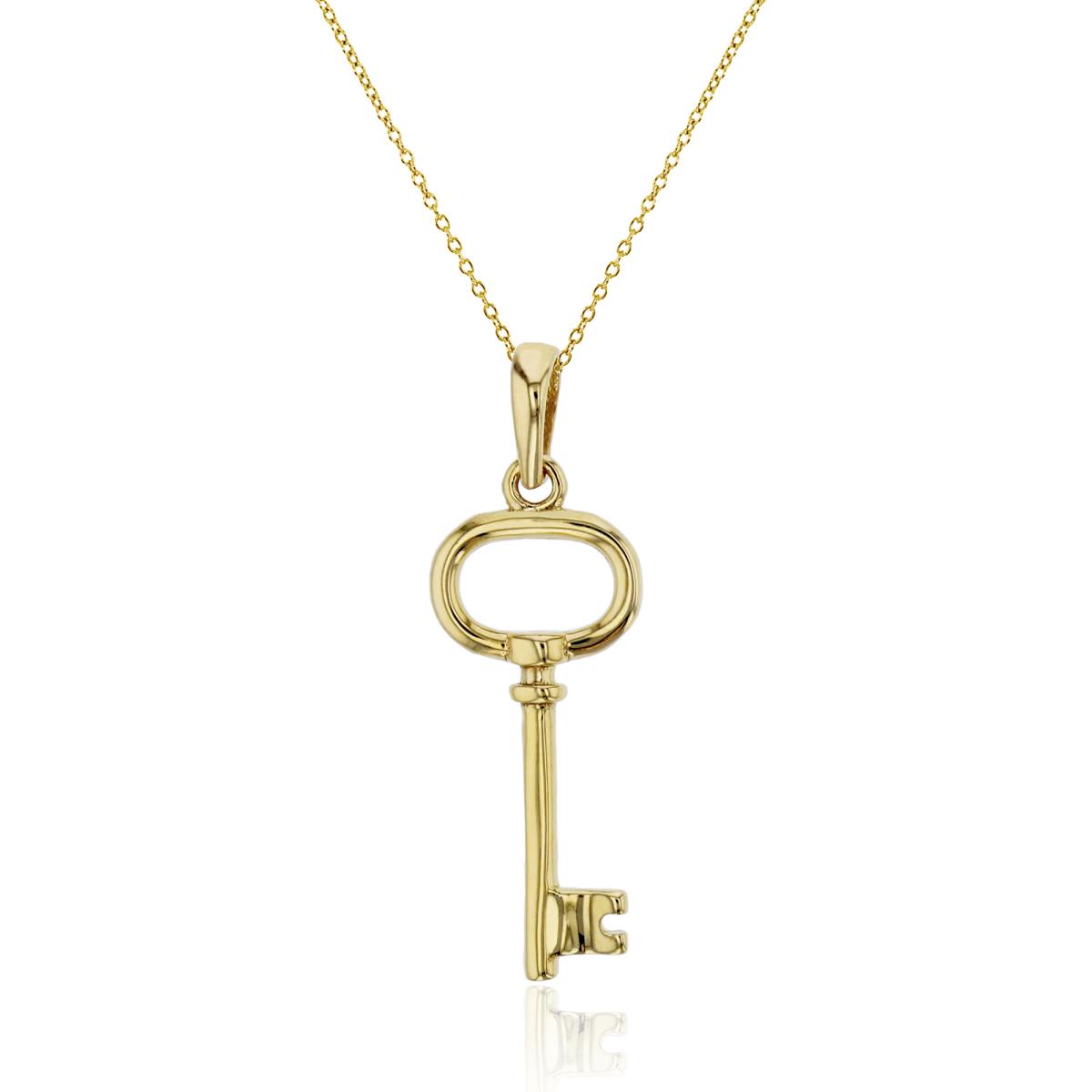 14K Yellow Gold 26x8mm Polished Key Dangling 18" Necklace