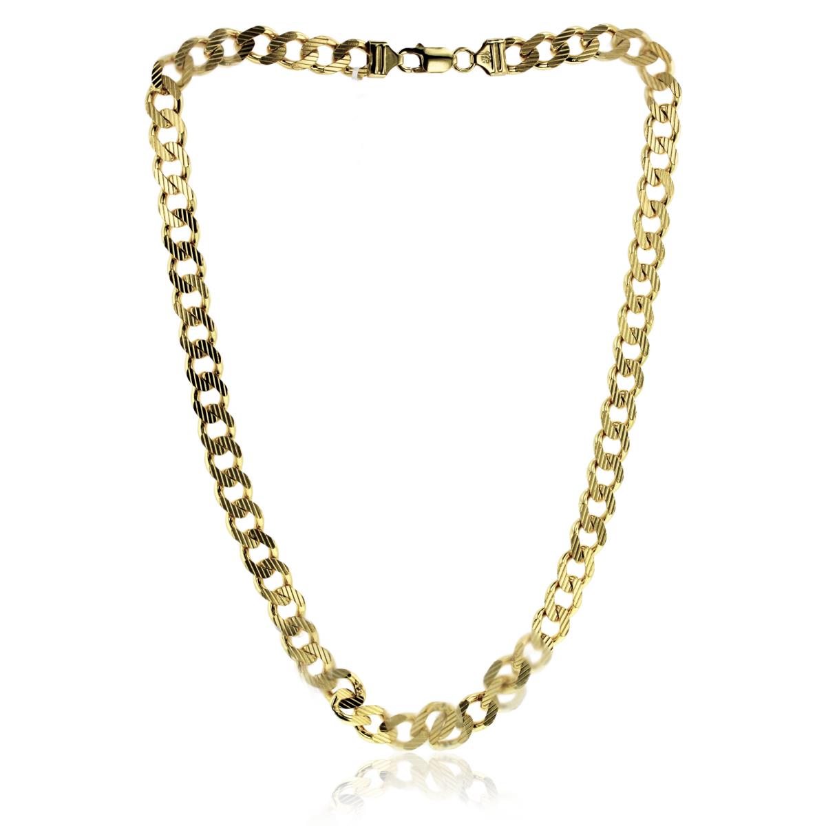 Sterling Silver Yellow 9.60mm 20" Textured Curb Chain