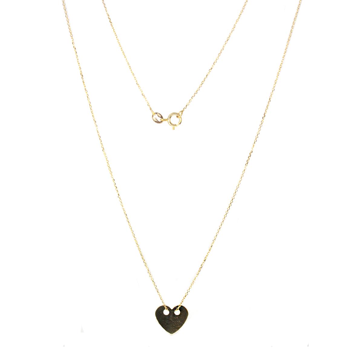 14K Yellow Gold Polished Heart Charm 17"+2" Necklace