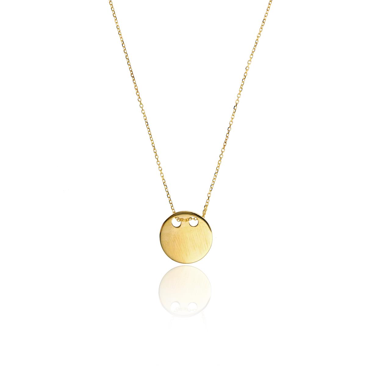 14K Yellow Gold Polished Circle Charm 17"+2" Necklace