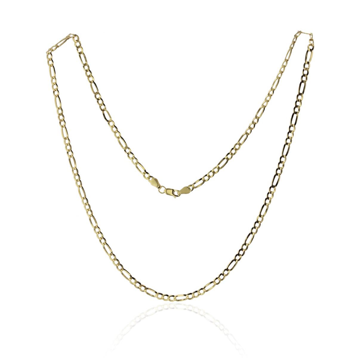 14K Yellow Gold 3.20mm 20" Concave Figaro Flat Lite 080 Chain