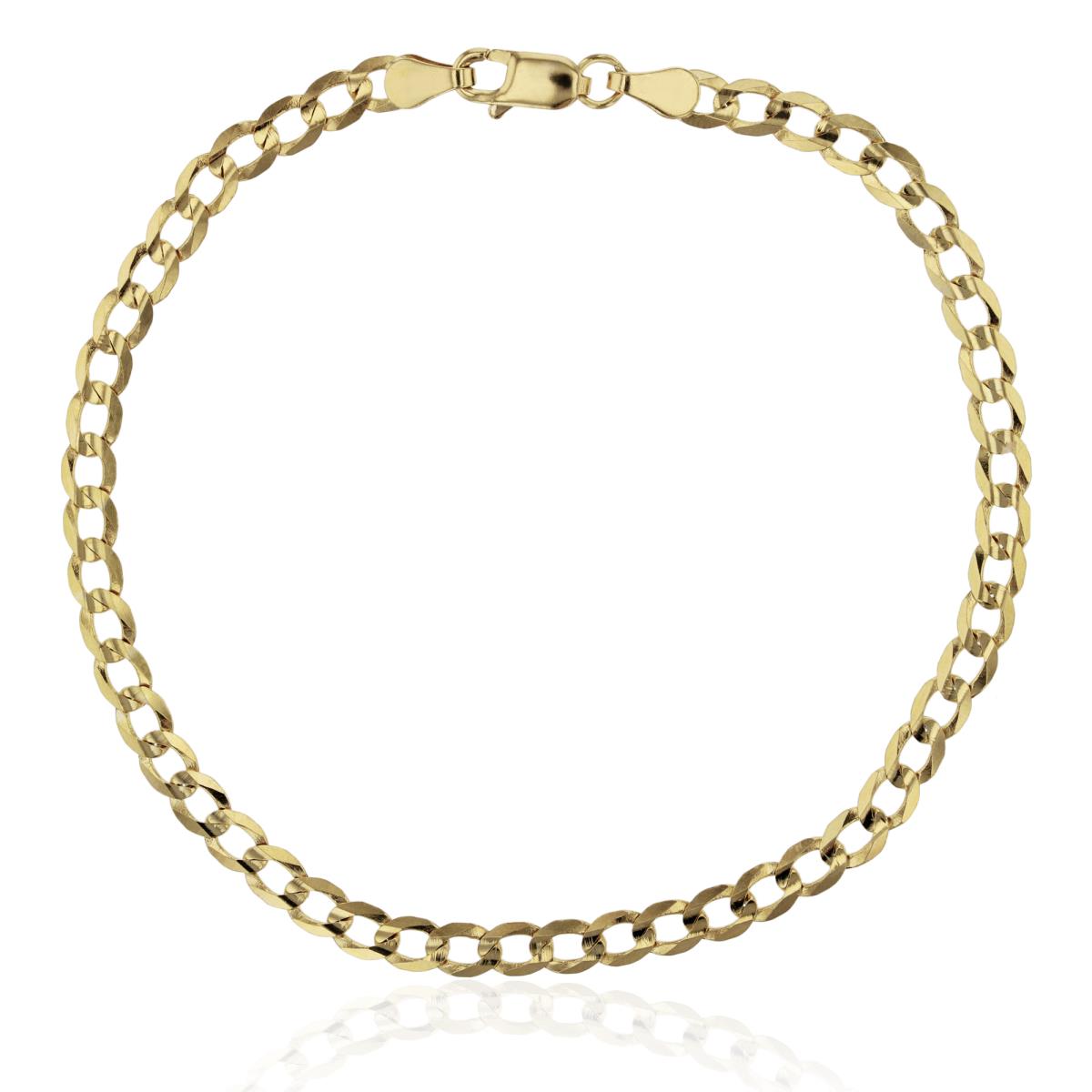 14K Yellow Gold 3.30mm 8" Concave Curb Flat Lite 080 Chain Bracelet