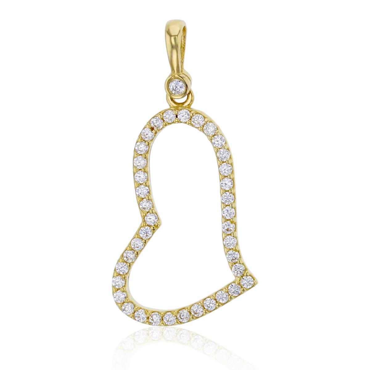 10K Yellow Gold 28x13mm Micropave Open Heart Pendant