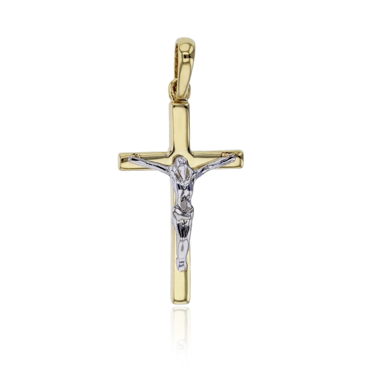 10K Two-Tone Gold 27x12mm Polished Crucifix Cross Pendant